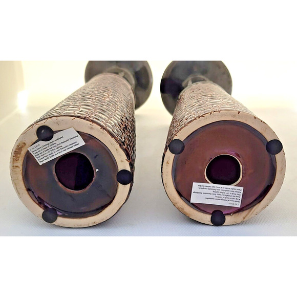 CANDLE HOLDERS-Pillar Candle-Ceramic-Alligator and Metal Look-12" & 10"-Set of 2 - Picture 10 of 11